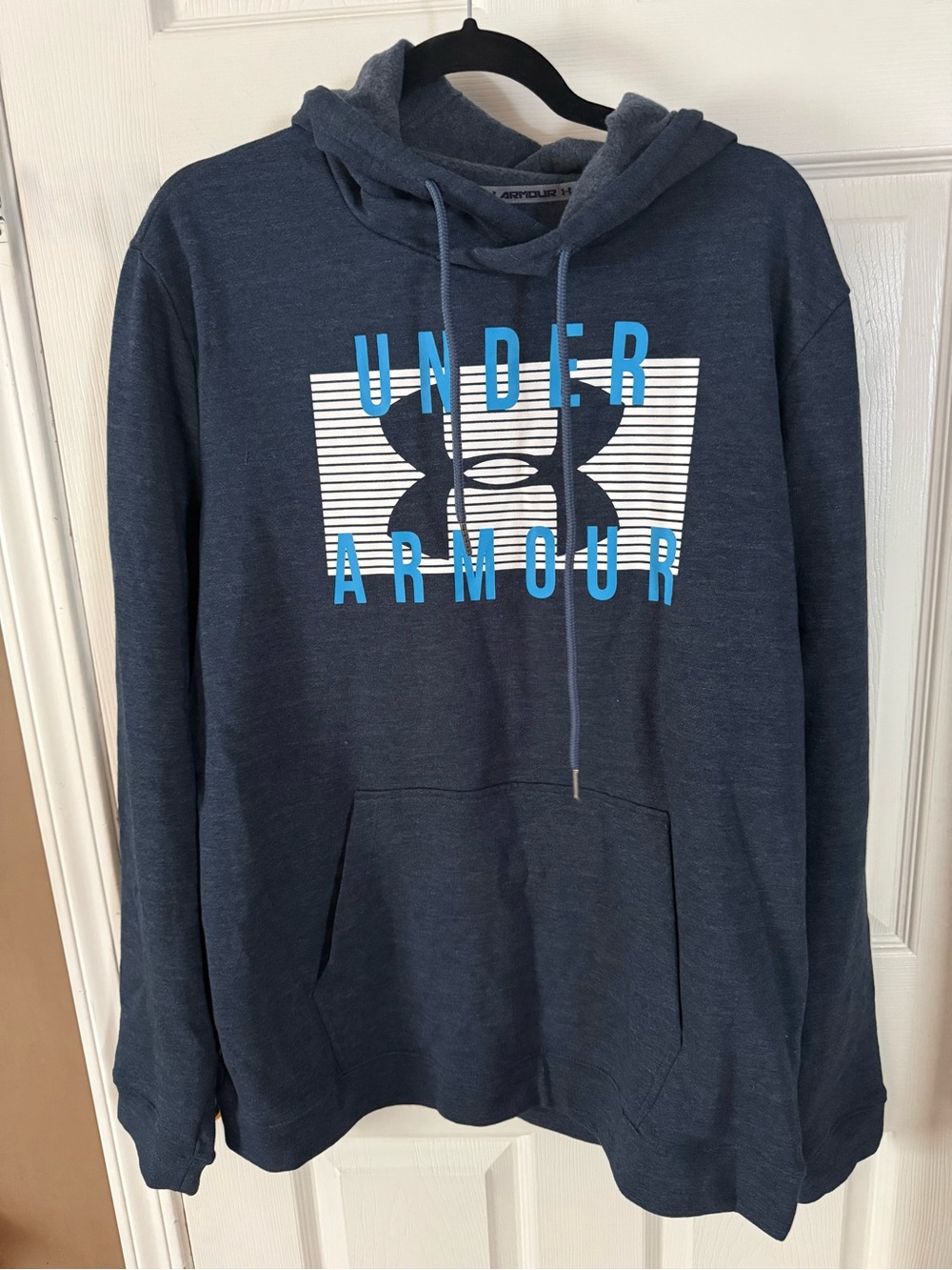 Under Armour Men's Dark Navy Pullover Hoodie with Blue Logo